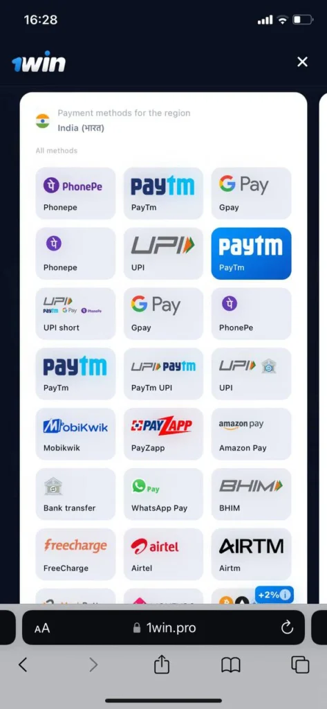 Choose a method and make a payment.