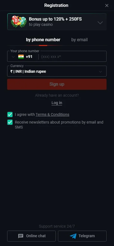 Go through registration in the Pin-Up mobile app.