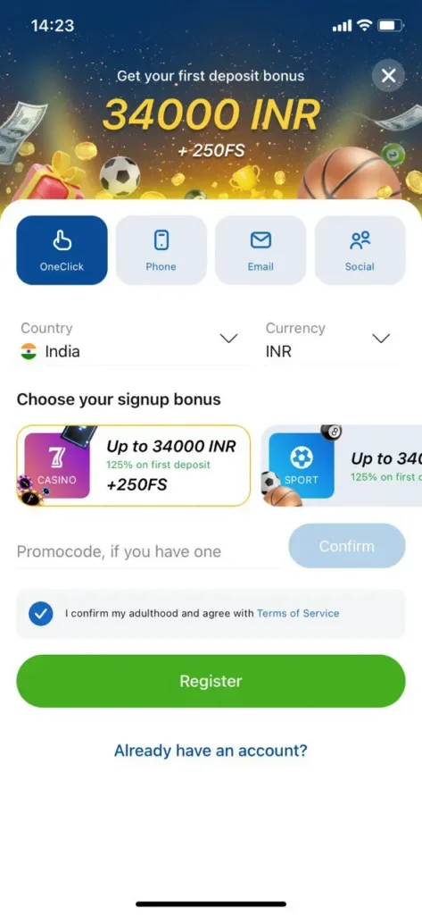 Create a game account.