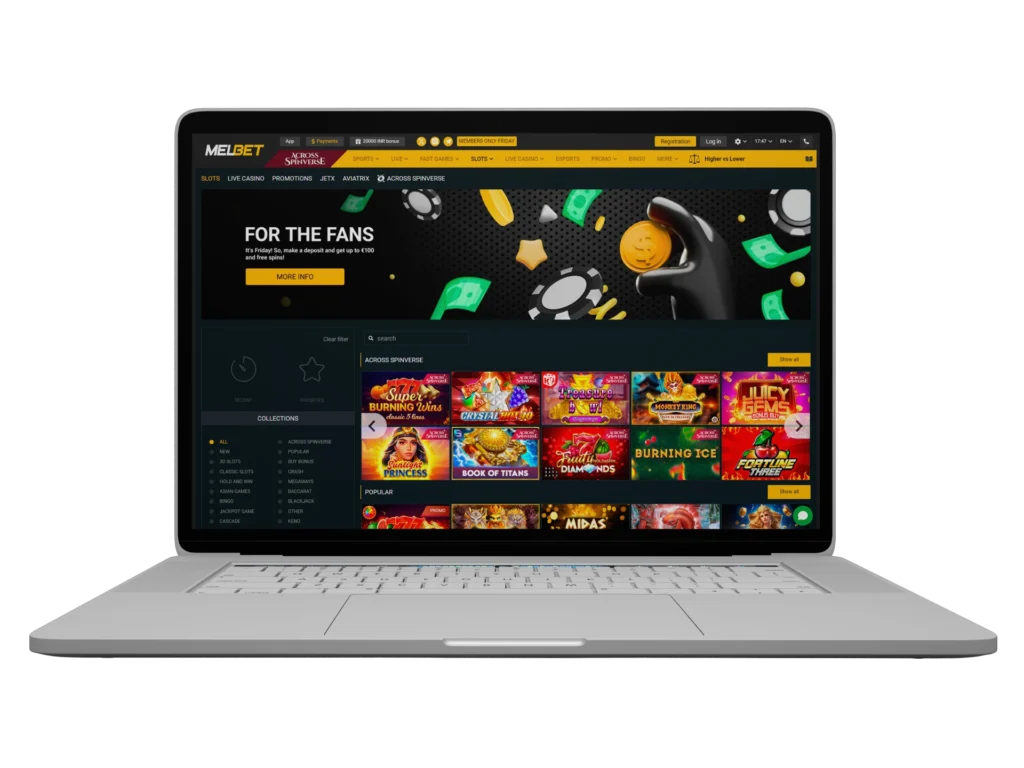 Play any slots with Melbet.