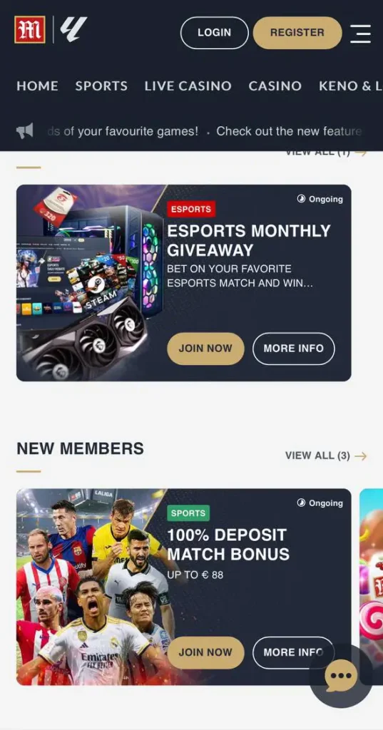 M88 Casino bonuses and promotions.