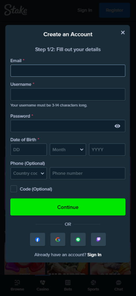 It takes a couple minutes to register at Stake.
