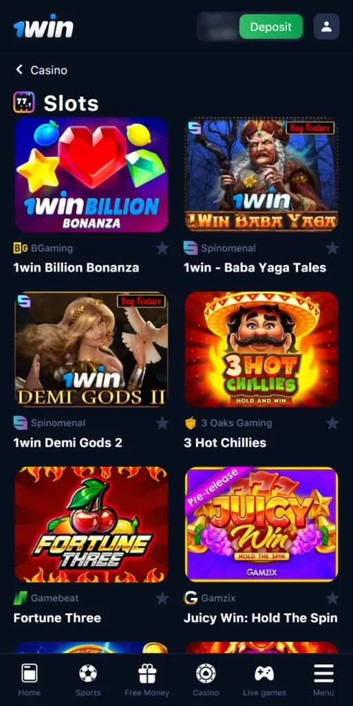 Find your favorite among many different slots.