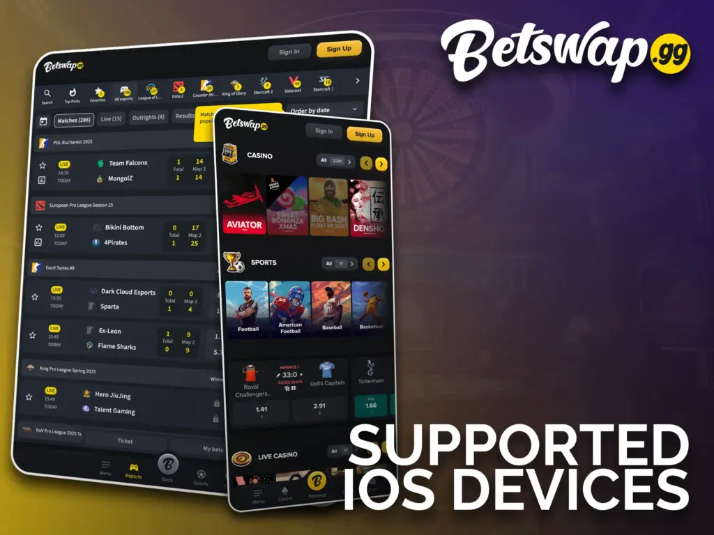 Here are some devices that support Betswap web app.