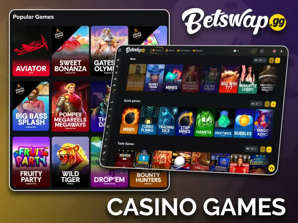Explore the variety of casino games available at Betswap.