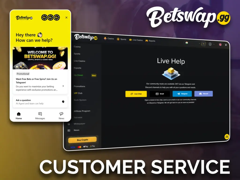 Contact the Betswap customer support team for quick assistance.
