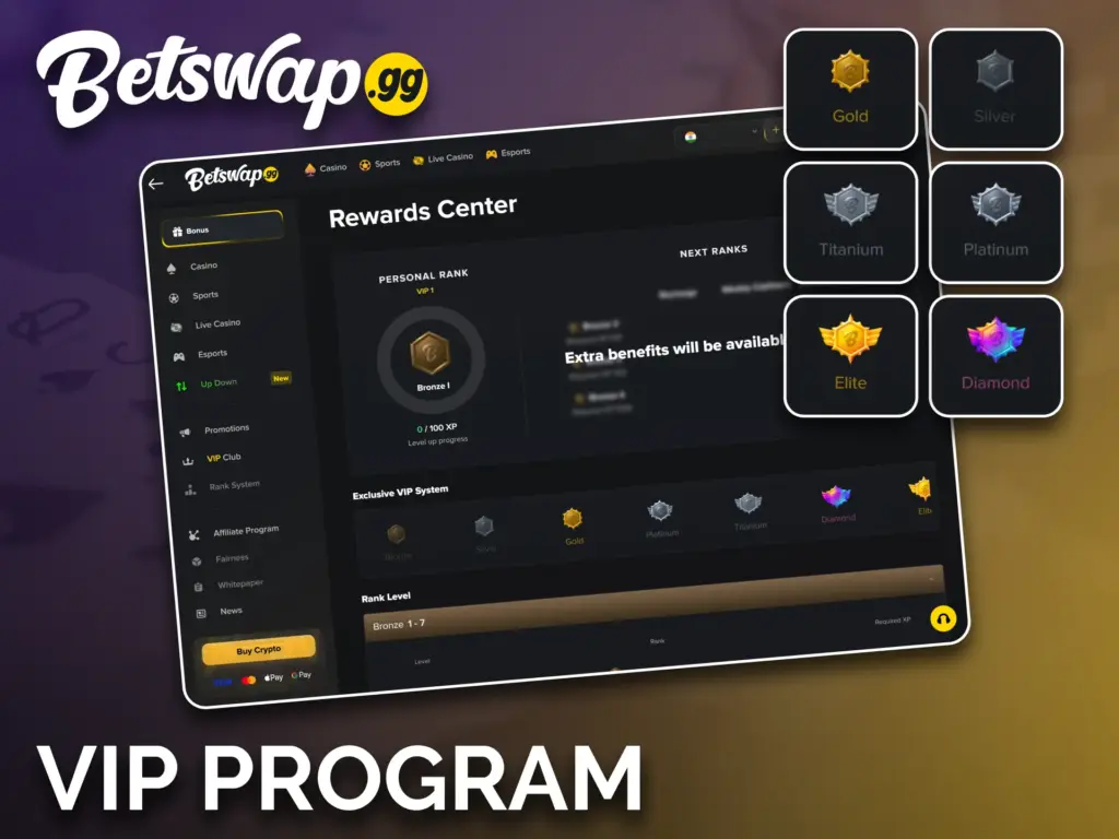 Become a part of the Betswap VIP club for exclusive benefits.
