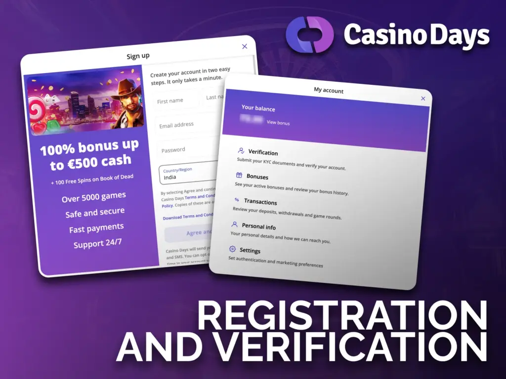 Create an account and start playing for real money at CasinoDays.