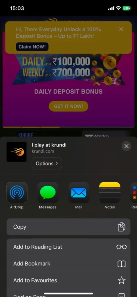 Use the Safari app and go to Kirundi and click share.