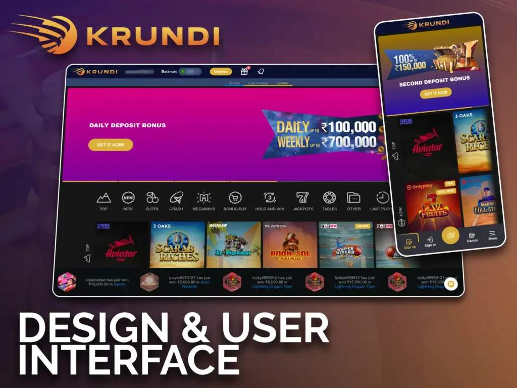 Krundi casino offers an easy-to-use interface for smooth navigation.