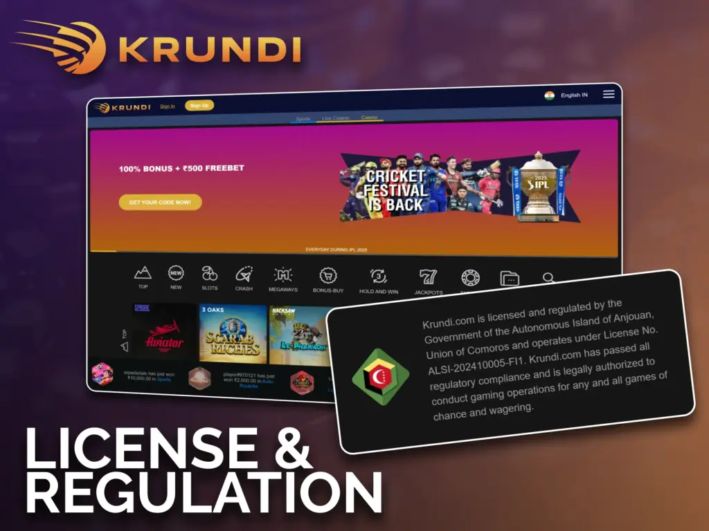 Krundi is a trusted and officially certified online casino.