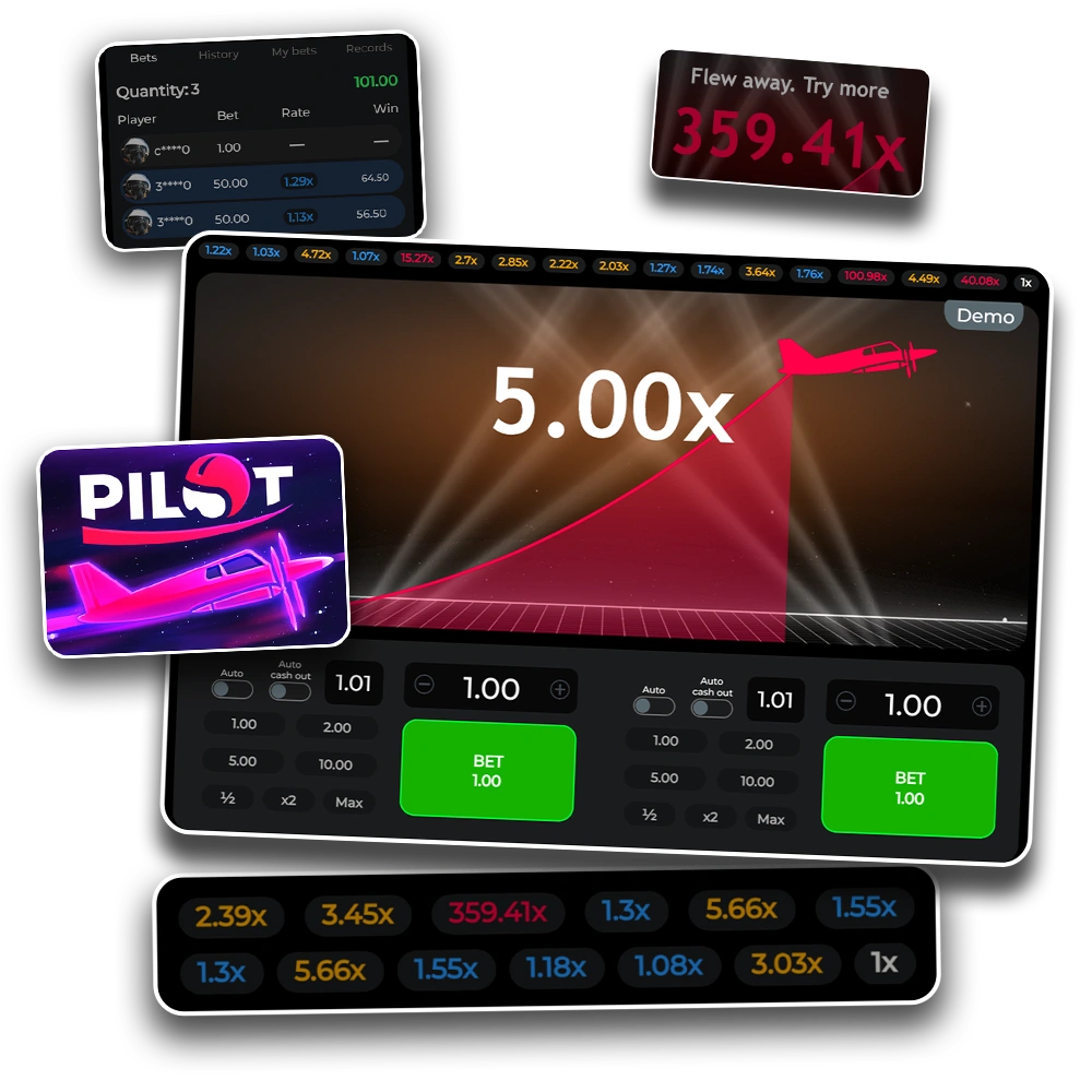 Pilot offers simple crash gaming with decent returns.