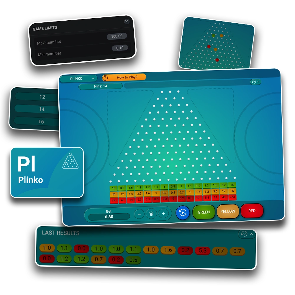 Select your risk level and try your luck at Plinko.