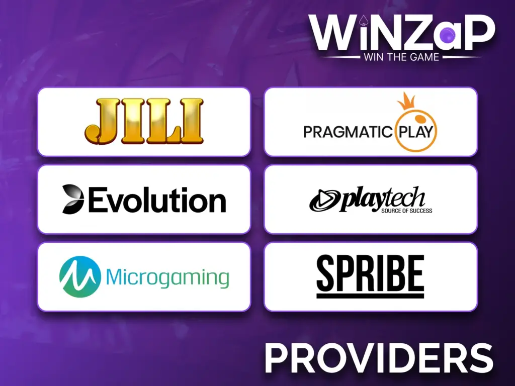 Casino games at Winzap are crafted by leading software providers.