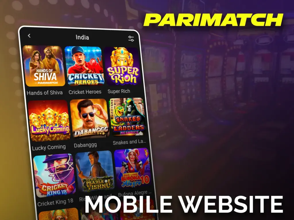 The mobile version of the Parimatch website allows users to use the platforms via mobile devices.