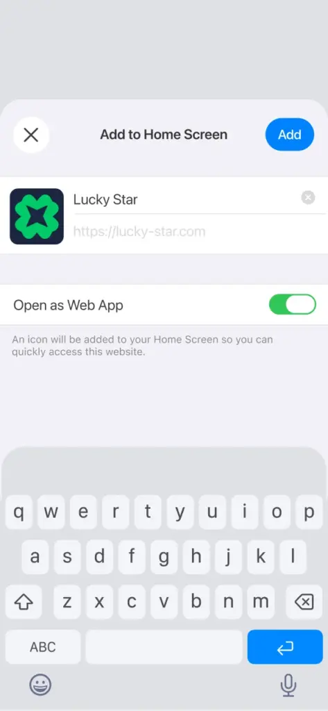 Add Lucky Star to your Home Screen and open it fast.